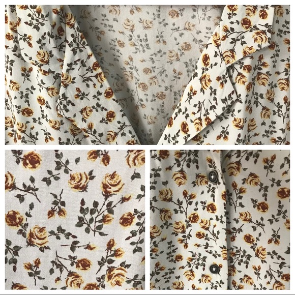 ‼️SOLD‼️Cream Floral Boxy Cropped Shirt - Picture 4 of 4